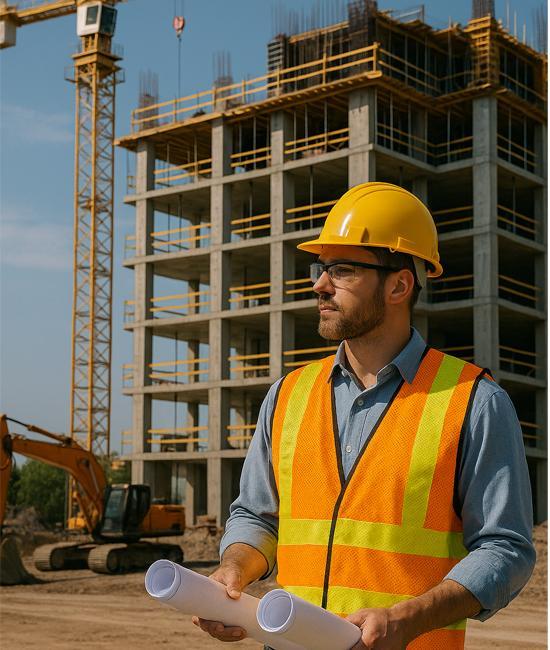 A professional photo of a BORETRAV construction site or blueprint.